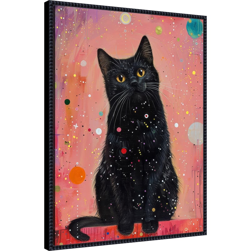 Candy Cat the Star Illustration by Justyna Jaszke Framed Canvas Wall Art
