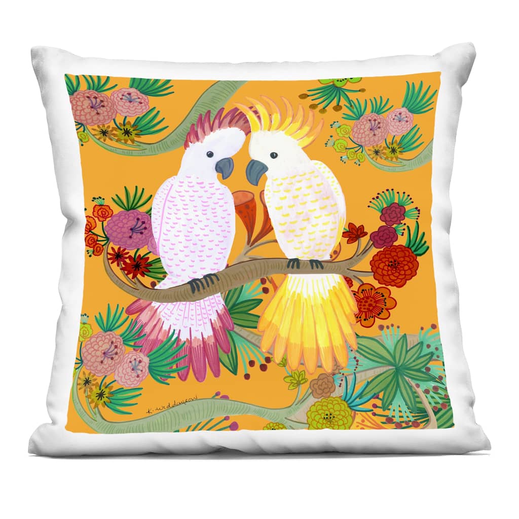 Stupell Bright Cockatoos & Foliage Decorative Printed Throw Pillow Design by Kay Widdowson
