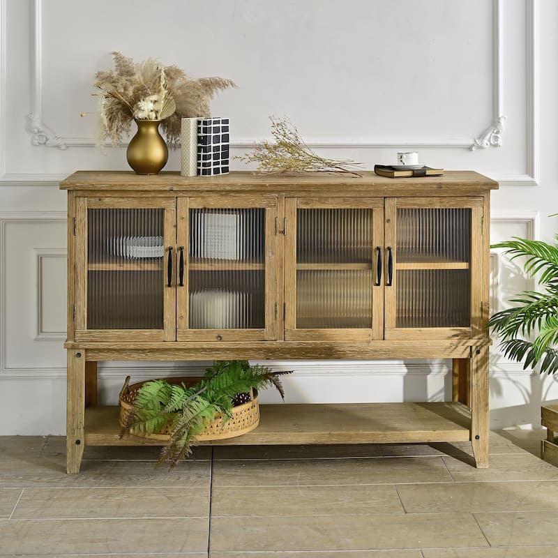Accent Glass Door Wooden Sideboard Cabinet