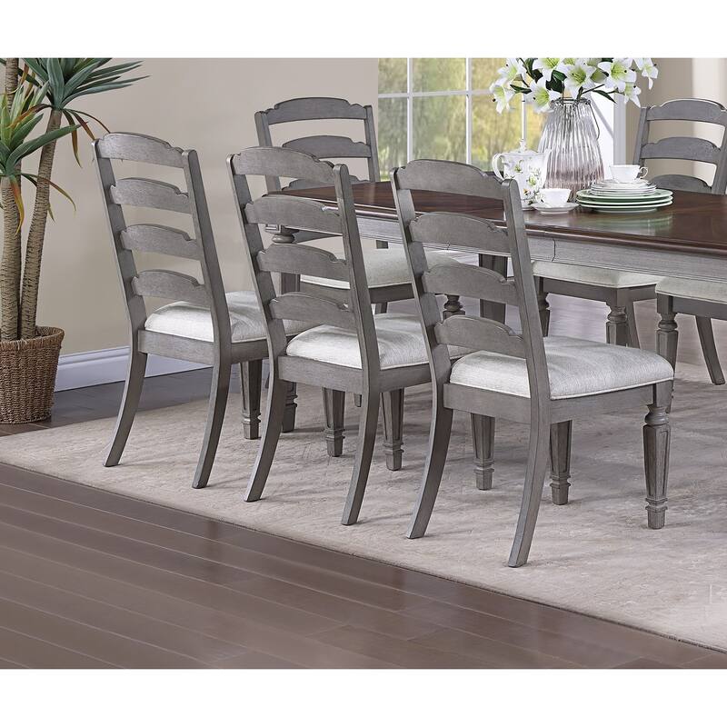 Classic Design 2pc Side Chairs Ladder Back Cushion Seat