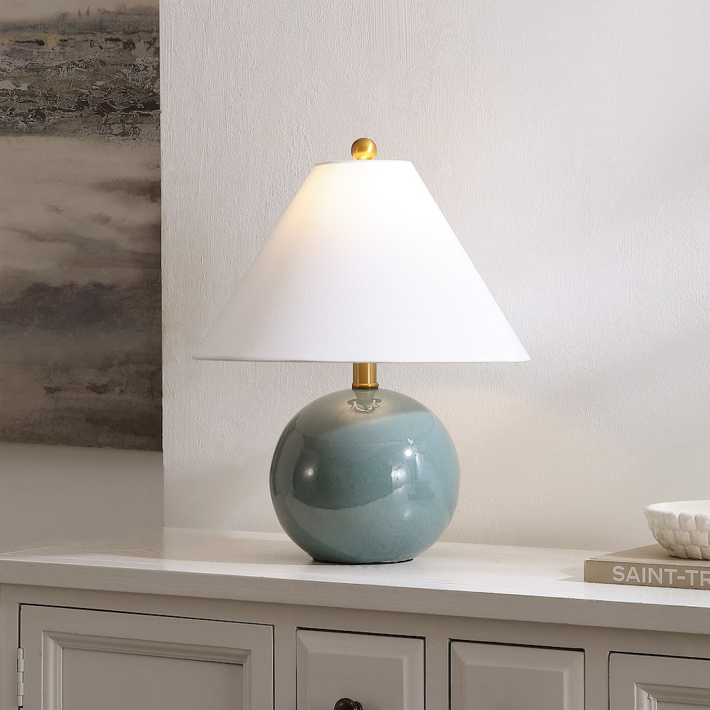 SAFAVIEH Lighting Giana 17.5-Inch Table Lamp, Ceramic Base with Fabric Shade for Bedroom, Living Room, and Nightstand