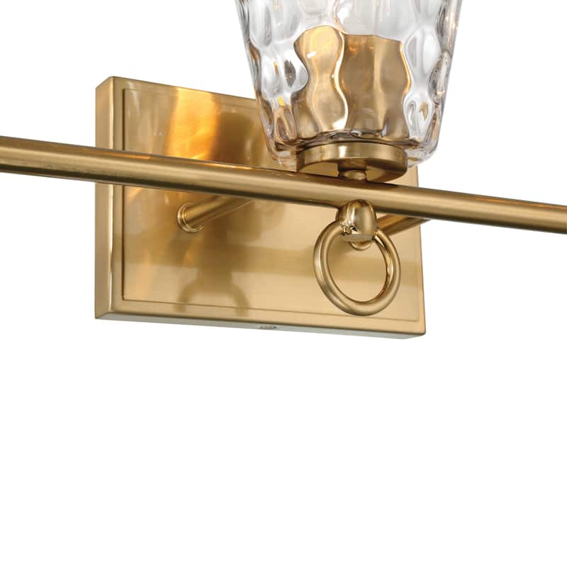 Imogen Metal and Hammered Water Glass 3-Light Vanity Light - 24.0"L x 6.5"W x 9.3"H
