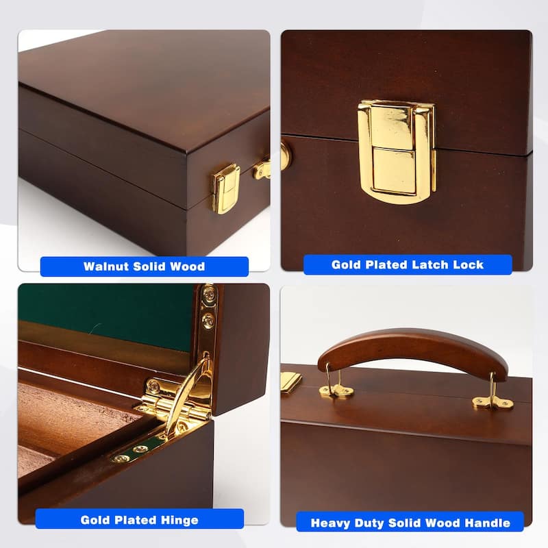 GSE™ 300pcs Casino Deluxe Wooden Poker Chip Case with 3 Wooden Chip Trays