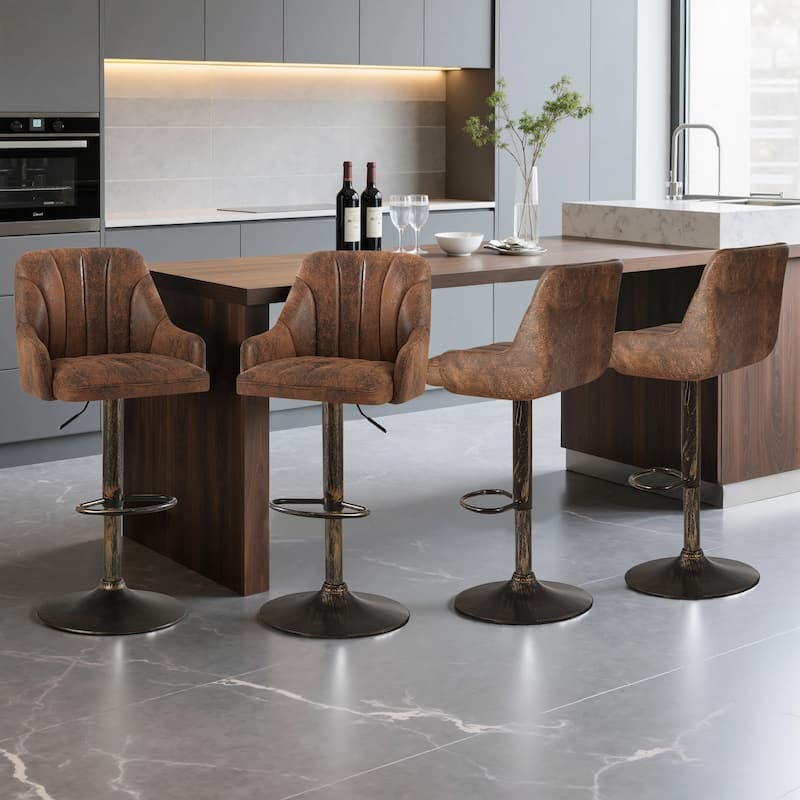 VECELO Adjustable Swivel Modern Bar Stool with Back Barstools Set of 2/ Barstools Set of 4 - Set of 4 - Dark Brown