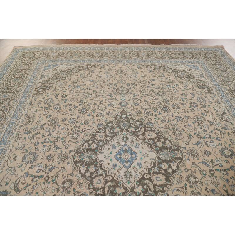 Hand Knotted Oriental 100% Wool Carpet Traditional Floral Peach Mashad Area Rug - 12' 4'' X 9' 5''