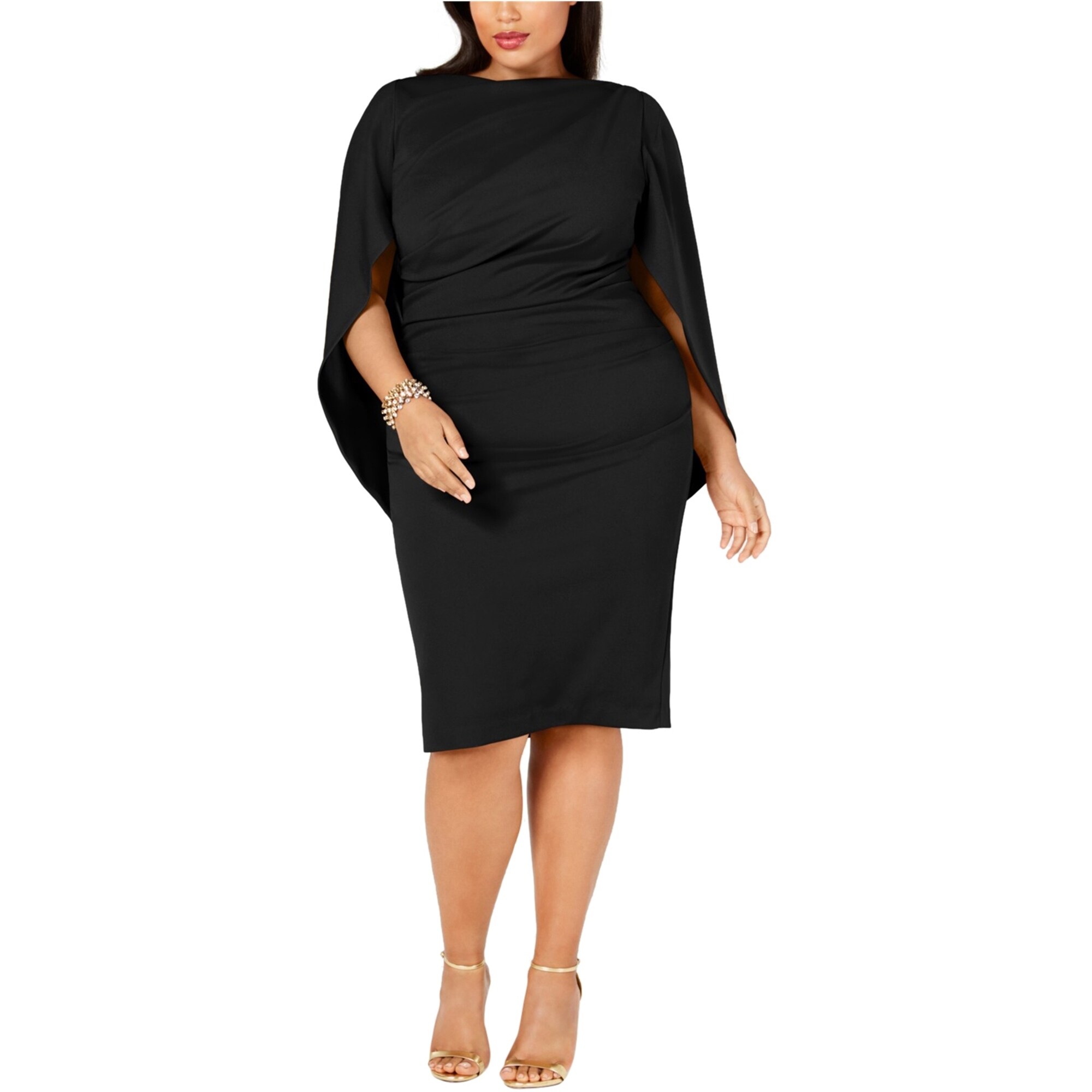 Betsy & Adam Womens Ruched Cocktail Dress, Blue, 22W - Bed Bath & Beyond