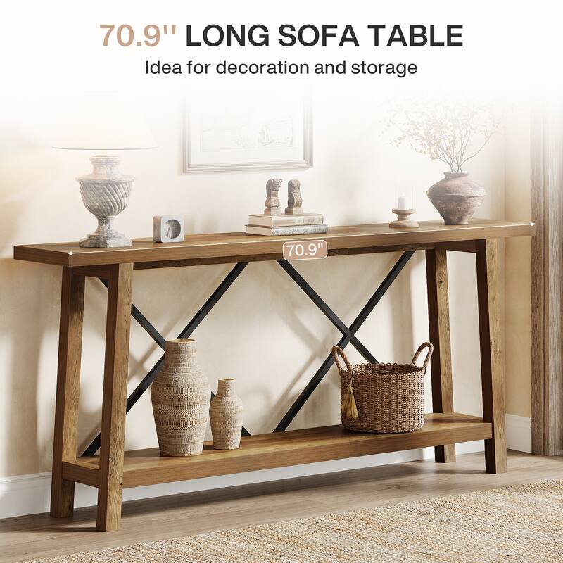 70.9 Inches Long Entryway Console Table with 2-tier Storage