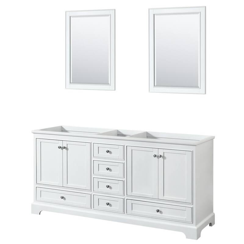 Wyndham Collection Deborah 71" Free Standing Double Wood Vanity - White / Polished Chrome Hardware