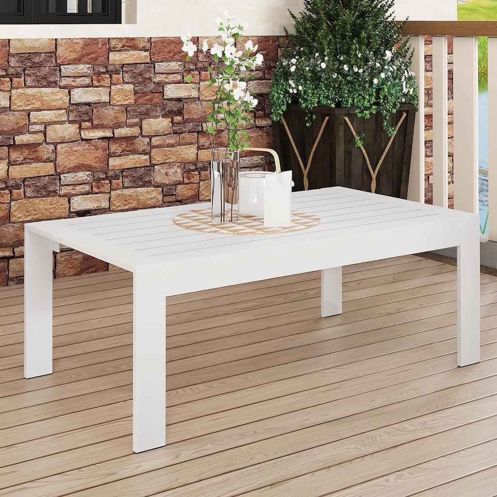 All-Weather Aluminum Outdoor Coffee Table,Modern Coffee Table for Outside,Rectangle Patio Coffee Table