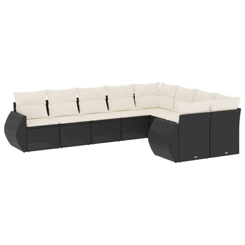 vidaXL Patio Sofa Set with Cushions Outdoor Conversation Furniture Poly Rattan