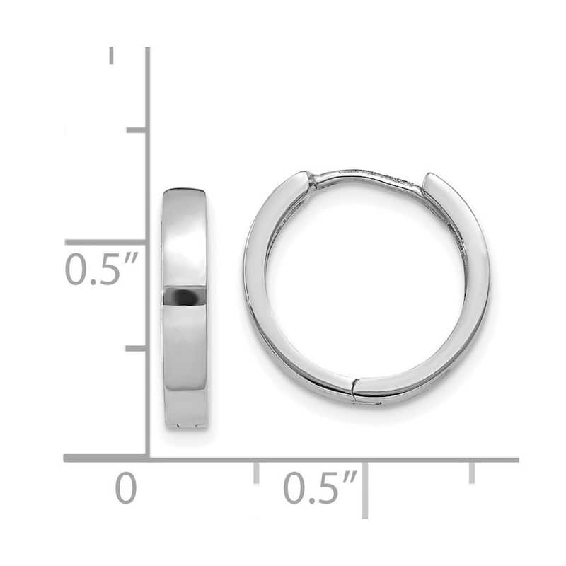 Curata 14k White Gold 11x3mm Solid Polished Hinged Hoop Earrings