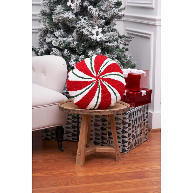 Christmas Peppermint Shaped Hooked Pillow