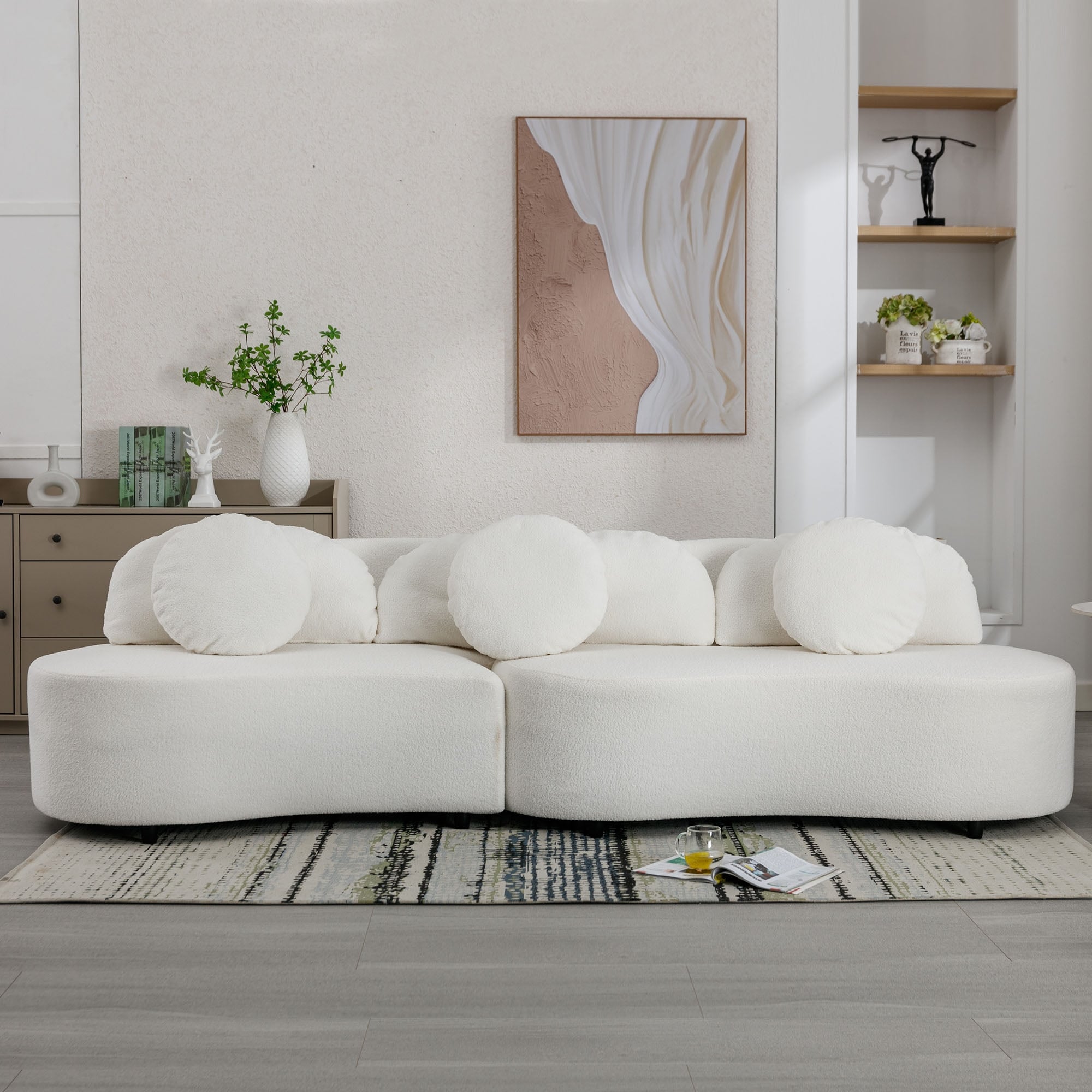 Lamb Velvet Upholstered Sofa Couch with Long Pillows and Round Pillows Bed Bath Beyond 38315947