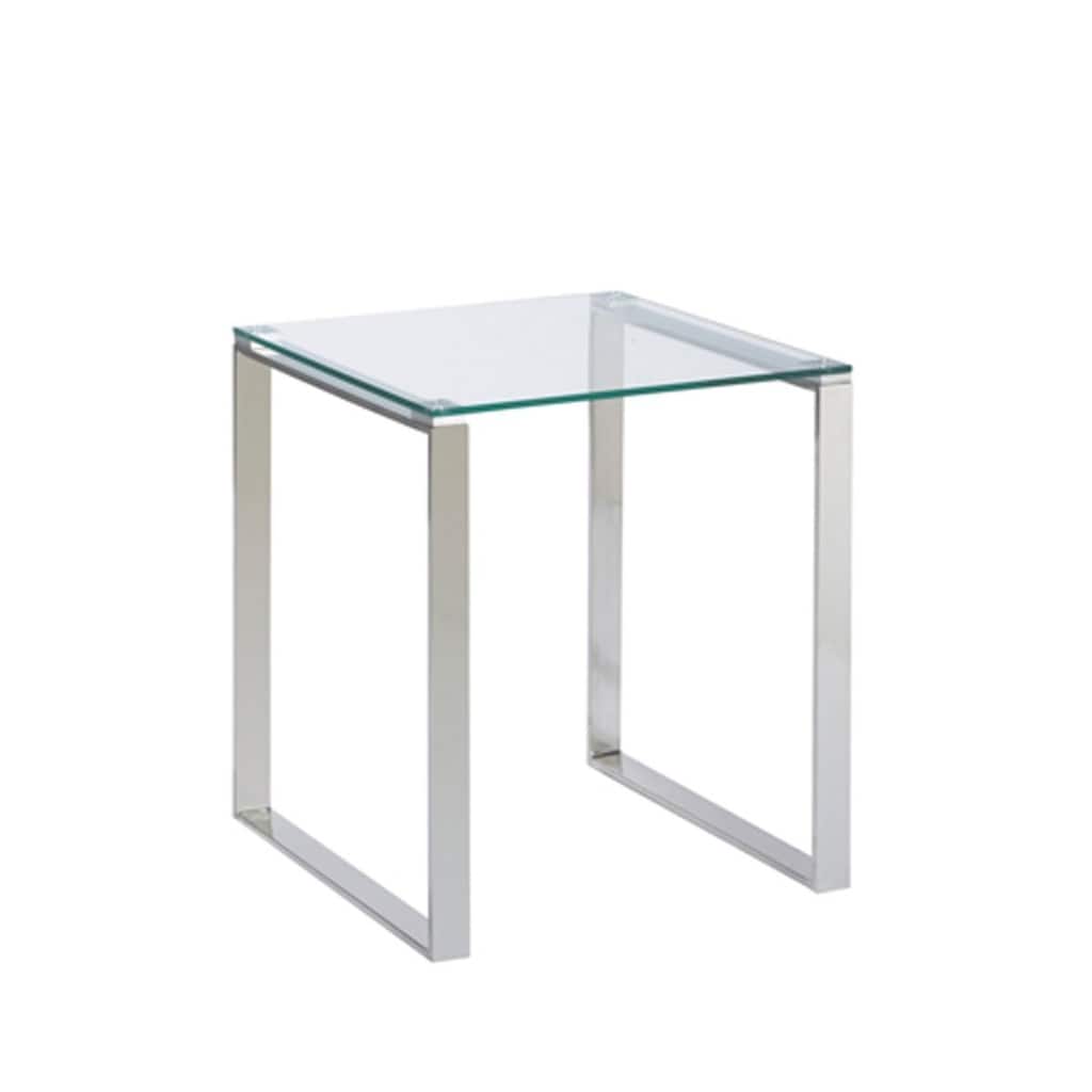 Gem Modern Tempered Glass & Stainless Steel End Table - End Table