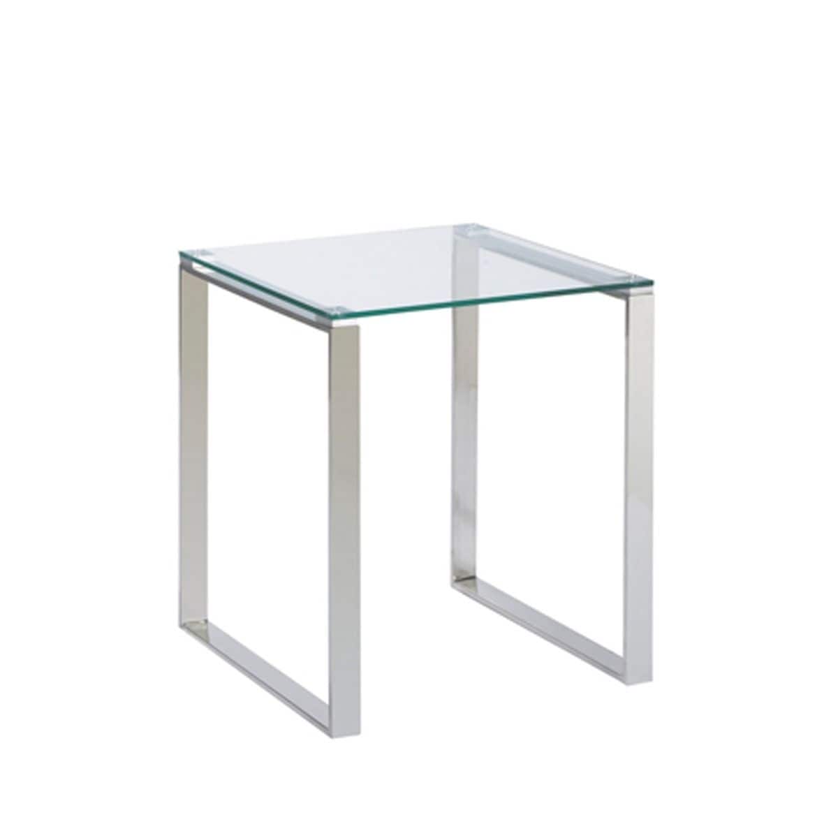 Gem Modern Tempered Glass & Stainless Steel End Table - End Table