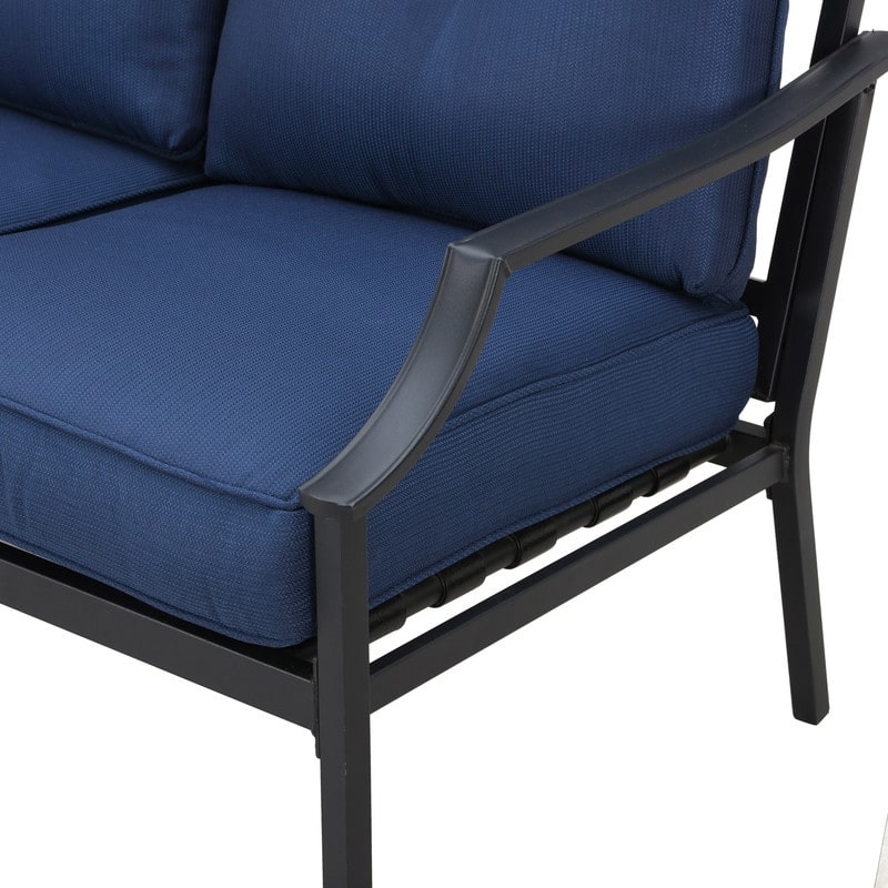 Patio Festival 2-Piece Outdoor Metal Sofa with Coffee Table Set