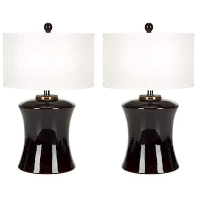 SAFAVIEH Lighting 24-inch Gary Ceramic Dark Brown Table Lamp (Set of 2) - 15" W x 15" D x 24" H
