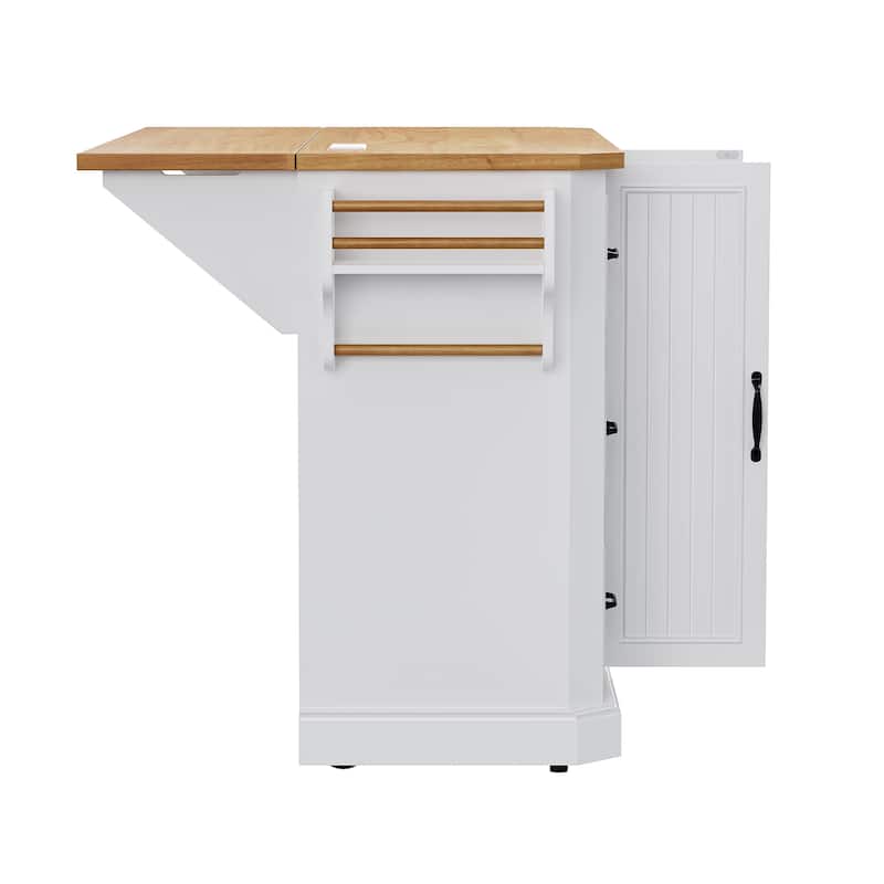 Kitchen Island with Drop Leaf and 6 Deep Drawers