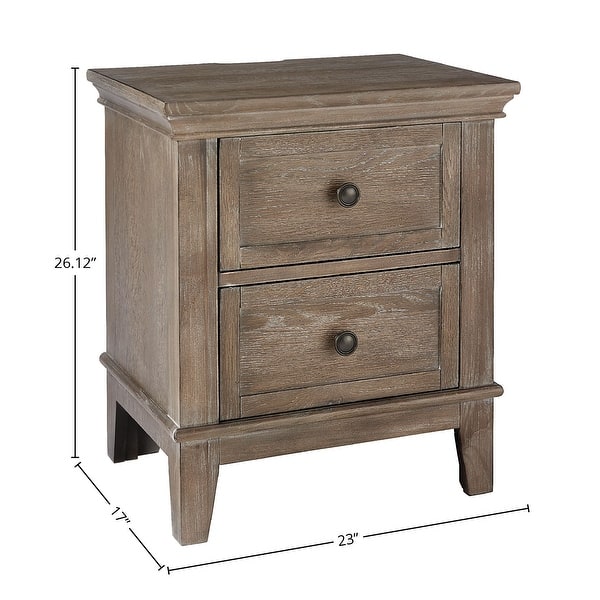 Leland 2-Drawer Traditional Wood Nightstand, Sandwash Gray