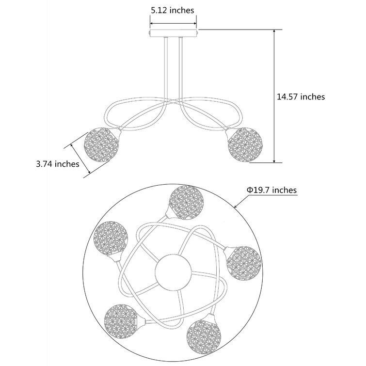 Maxax 5 - Light 19.7'' Unique/Statement Semi Flush Mount