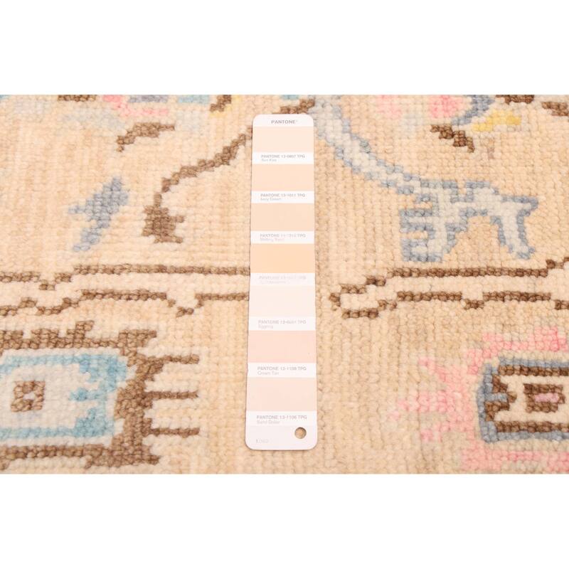 ECARPETGALLERY Hand-knotted Modern Oushak Beige Wool Rug - 3'1 x 15'11