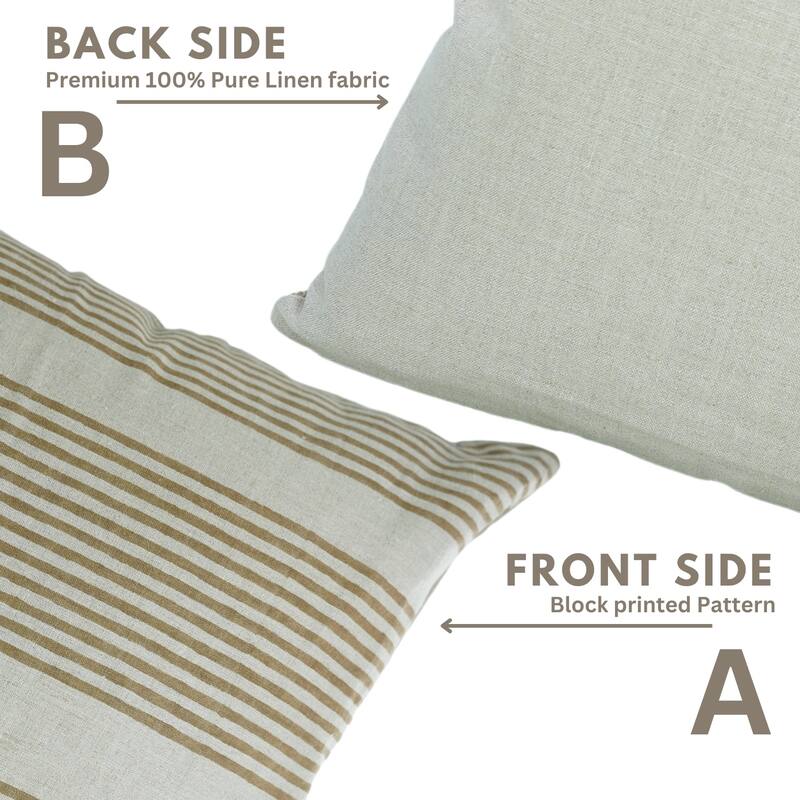 Fabdivine Polka Dots Grey Pure Linen Cushion Cover Soft, 12x20 Inches Handmade Block Print Bedroom or Farmhouse Décor, Shivri