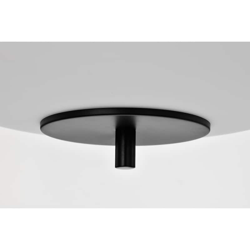 Caio Matte Black Pendant Light with Oval Disk Frosted Glass Shade - Matte-Black