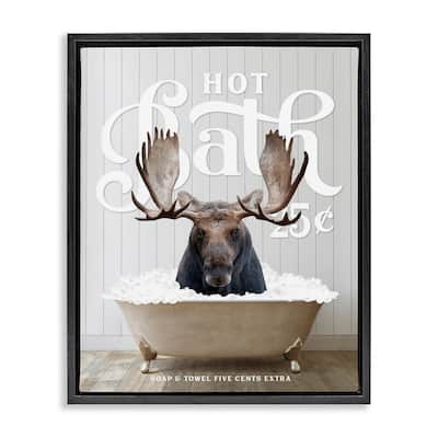 Stupell Vintage Bathroom Moose Ad Framed Floater Canvas Wall Art Design by Lettered and Lined