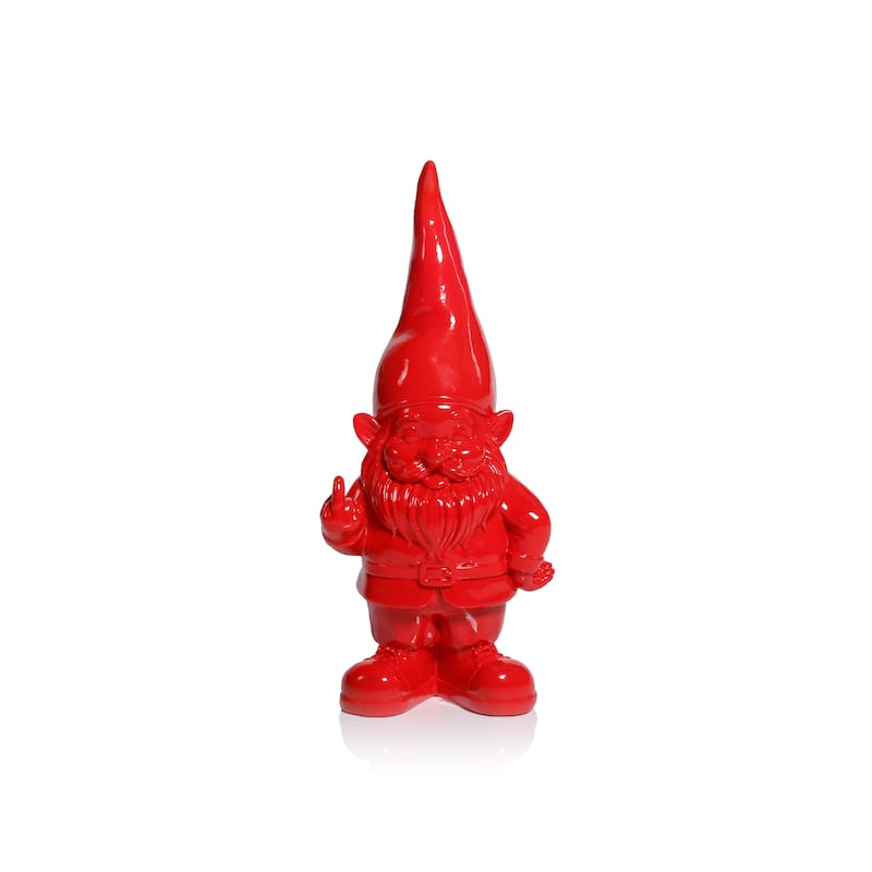Whimsical Fun Gesture 9" Tall Gnome Holiday Tabletop Figurines, Set of 2 - Bold Hand Gesture