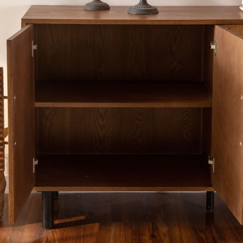 Sideboard Buffet Cabinet with Storage - Wood Cabinet with Adjustable Shelf, Handleless Console Table with 4-Door