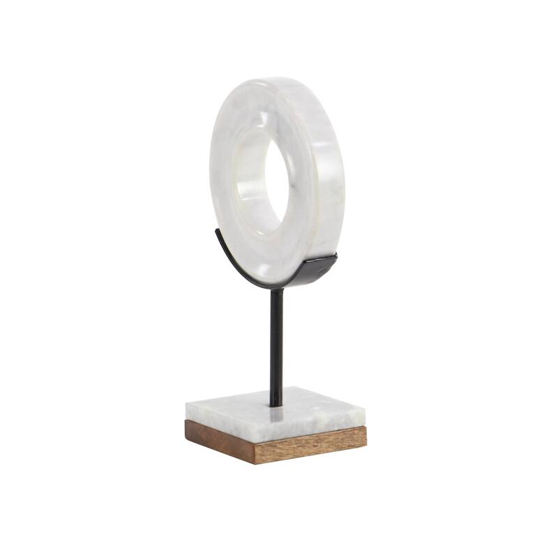 Black Polyresin Tall Slim Figure People Decorative Sculpture with Ribbed Body and Glitter Accents