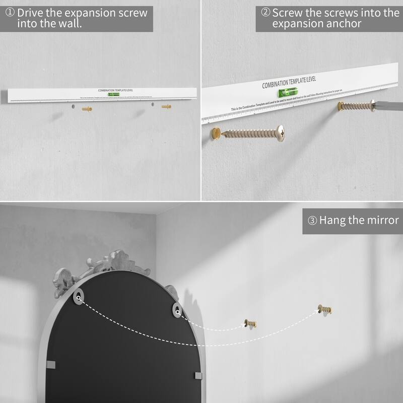 Baroque Ornate Metal Arch Mirror - 19W * 30H Inches