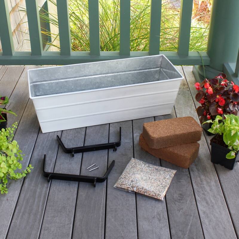 Achla Designs 24" W Medium Galvanized Steel/Wrought Iron Indoor Outdoor Bloom Box Garden Growing Kit