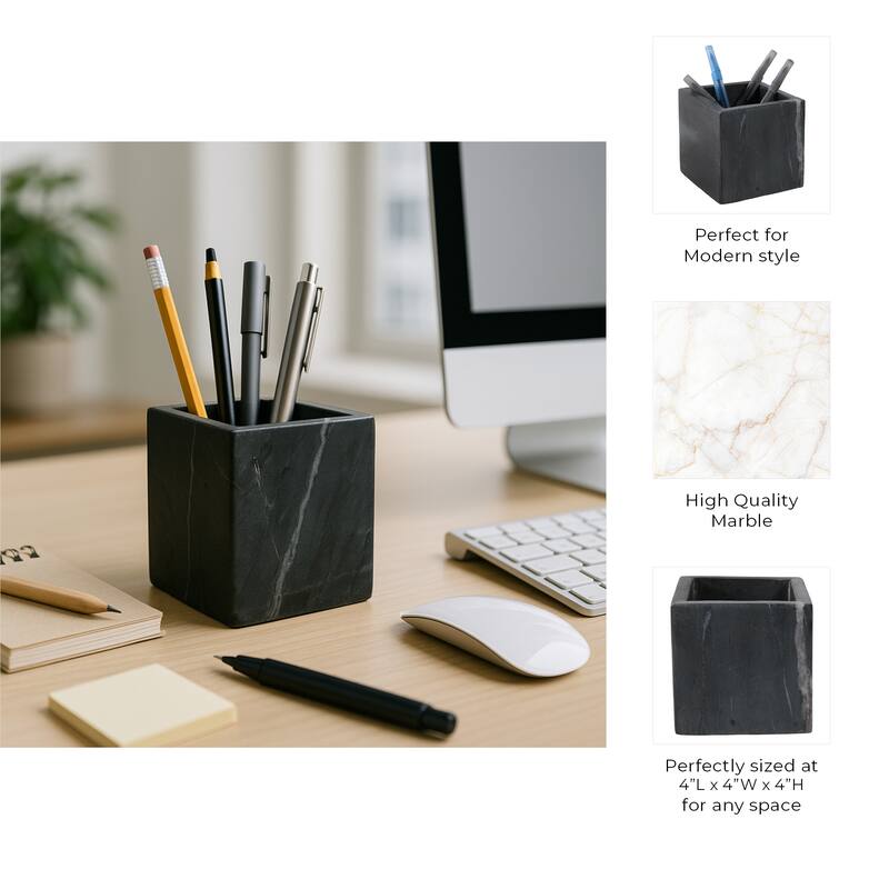 Marble Stone Storage Sculpted Design and Sleek Vertical Grooves - 4.0"