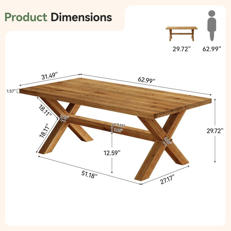 5.24 ft Solid Wood Conference Table for 4-6 People
