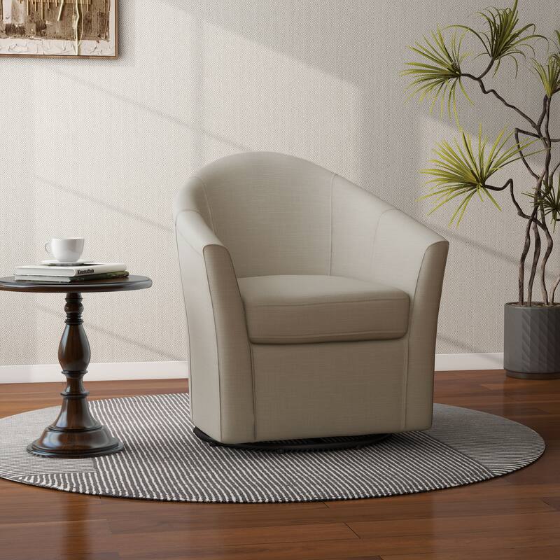 Linen Armchair Swivel Barrel Accent Chairs for Living Room