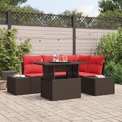 vidaXL 5 Piece Garden Sofa Set with Cushions - 82.3×60.6×27.2