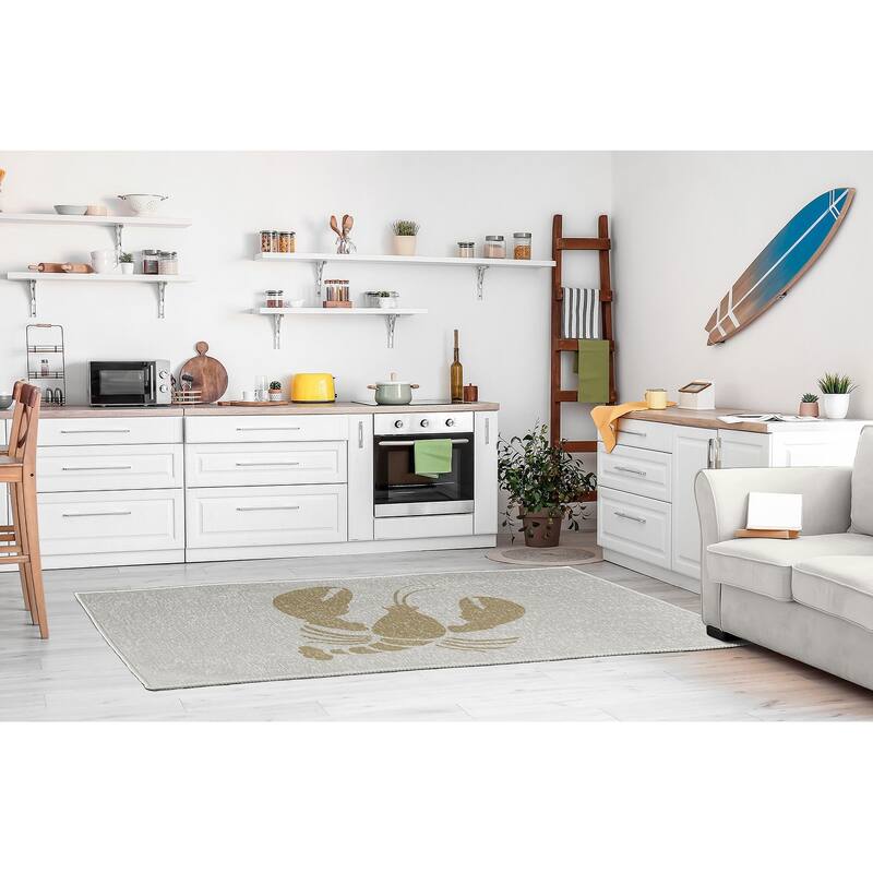 Lobster Nautical Chenille Rug