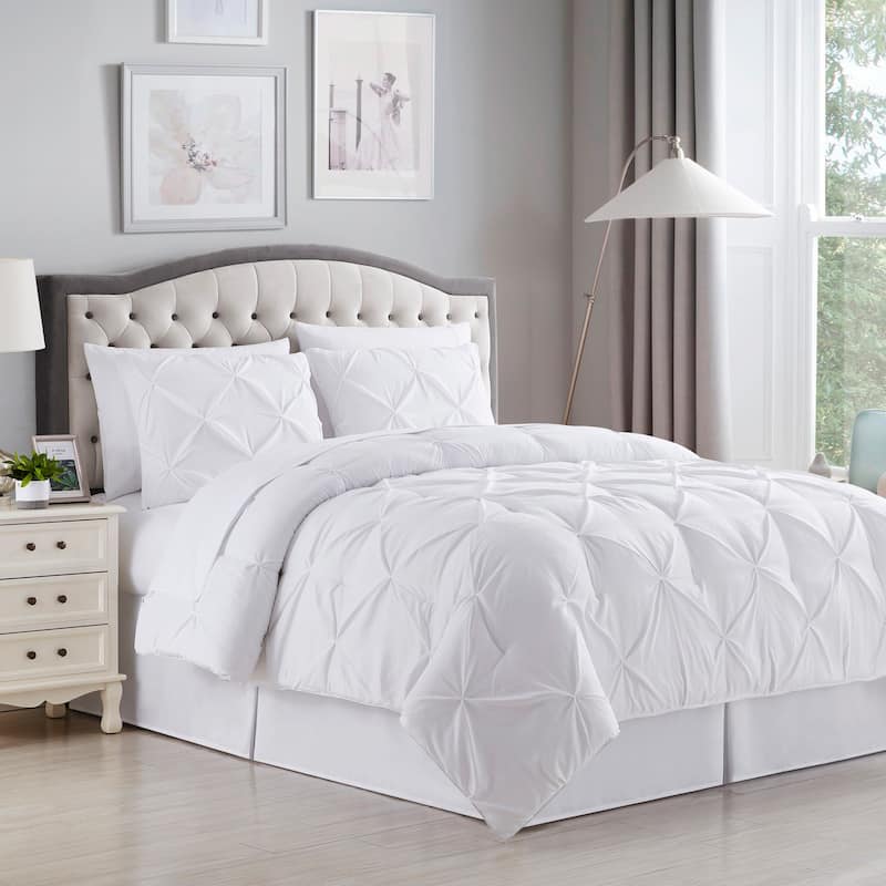 8 Piece Bed In A Bag Pintuck Comforter Sheet Set - White - Queen