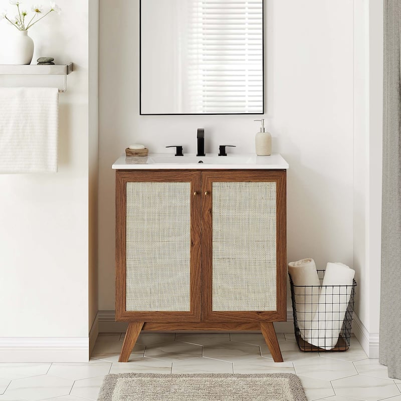 Soma 30" Bathroom Vanity Cabinet (Sink Basin Not Included) - Walnut - Walnut Finish