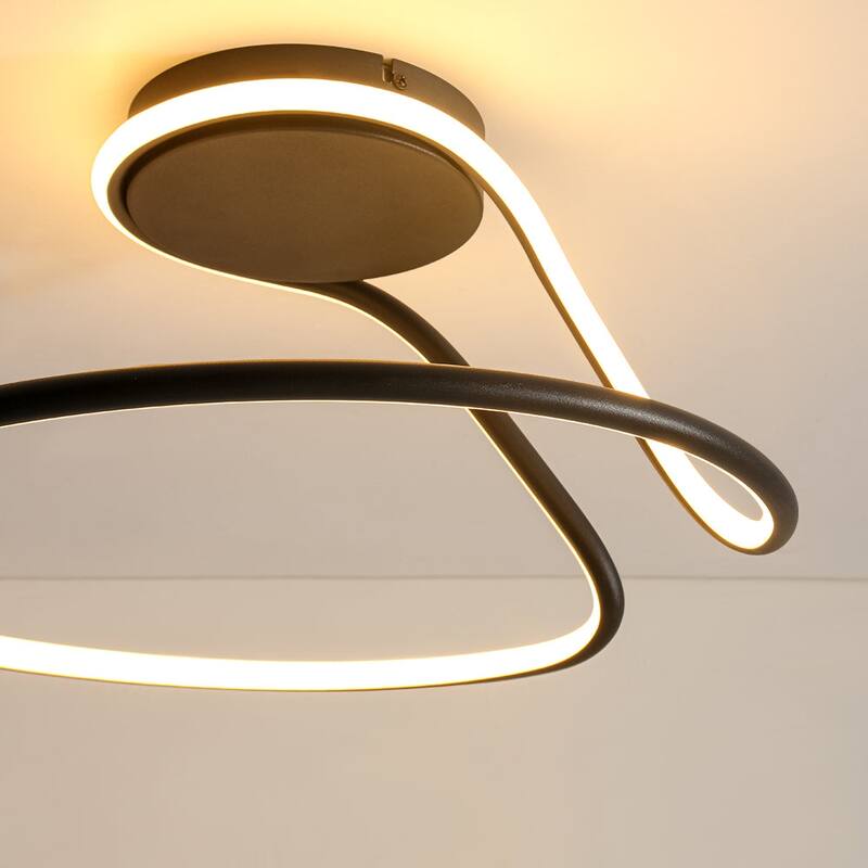 Modern Flow Line Dimmable LED Semi Flush Mount Light 16.9 in