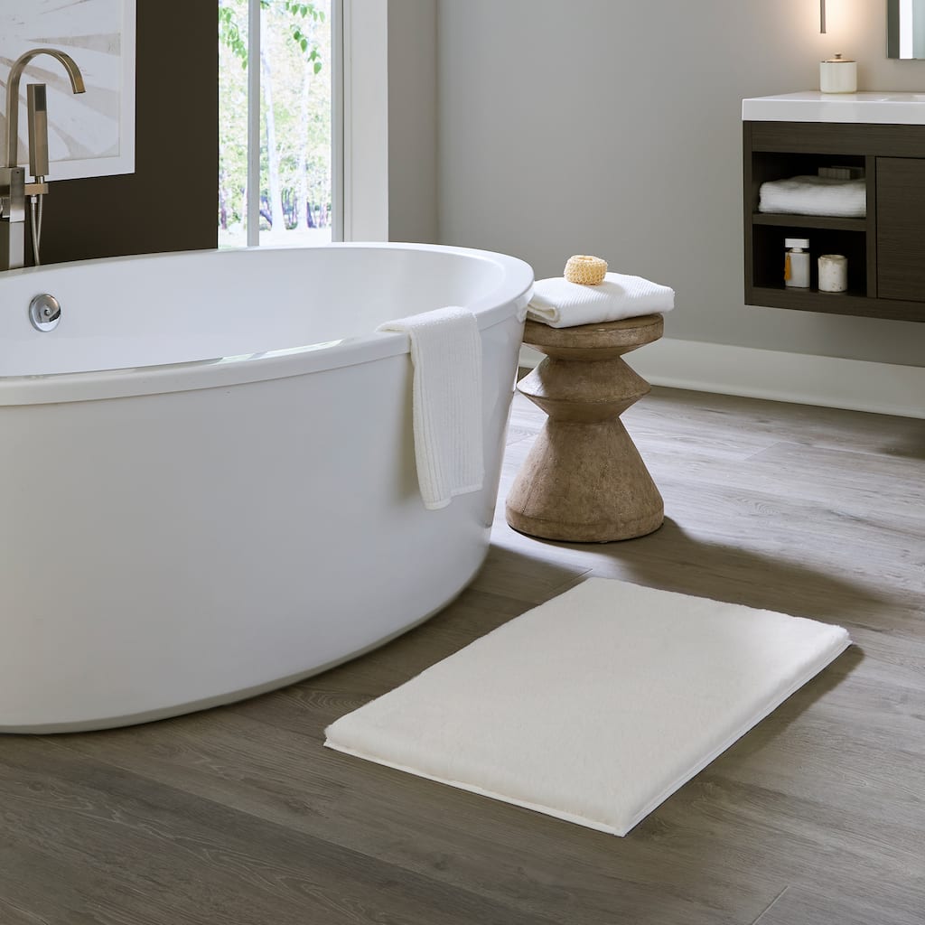 Fake Fur Bath Mat - 21x34-Inch Machine Washable Nonslip Small Rug for Bathroom, Hallway, or Kitchen by Home-Complete