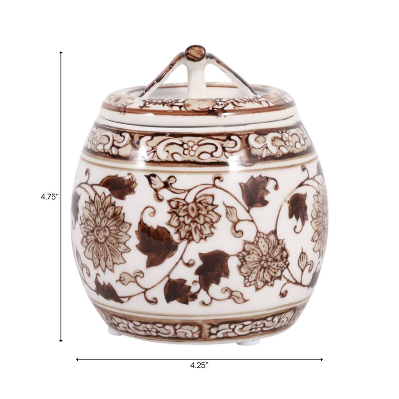Modern Chinoiserie Ceramic Candle with Lid - Peony Scented Candle