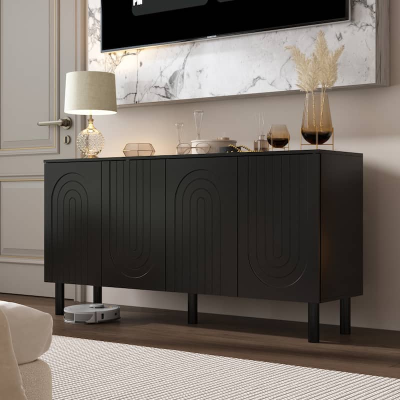 White Sideboard Bookcase Kitchen Cabinet Buffet Credenza End Table Whie/Black