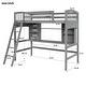 dimension image slide 0 of 3, Twin Size Loft Bed Frame with Shelves, Desk and Ladder, Versatility Solid Wood Storage Bed Frame for Kids, Teens