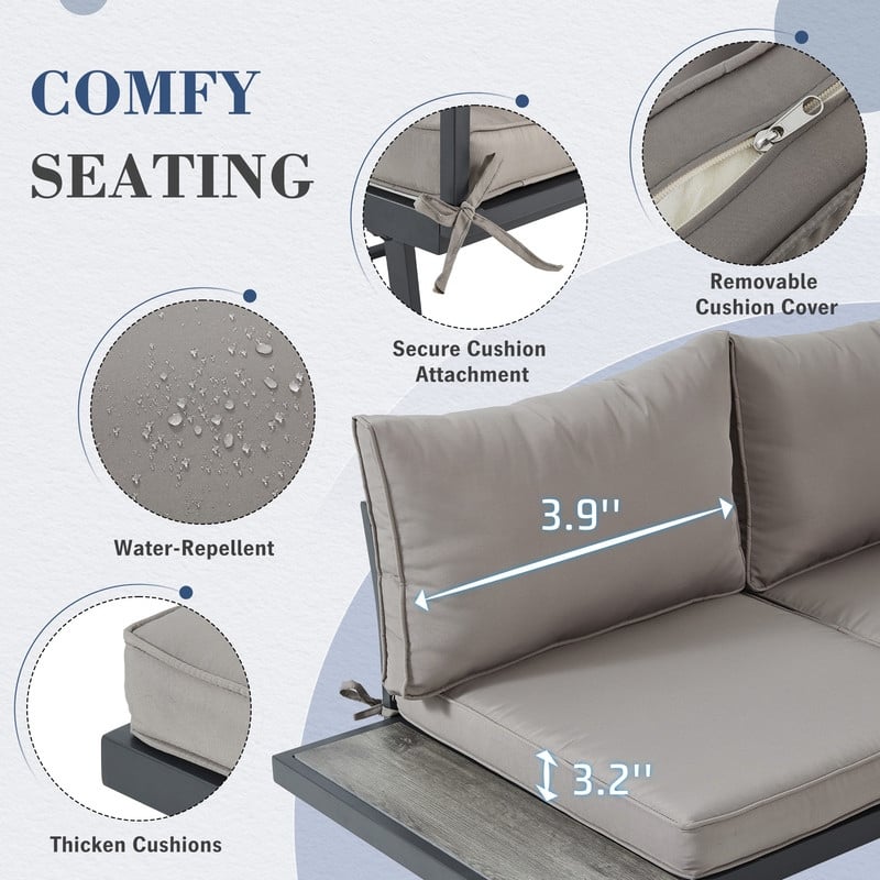 4-Piece Outdoor Patio Conversation Set with Coffee Table – All-Weather Furniture for Garden, Pool & Balcony