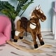 preview thumbnail 9 of 7, Kids Metal Plush Ride-On Rocking Horse Chair Toy With Nursery Rhyme Music - Dark Brown - Dark Brown