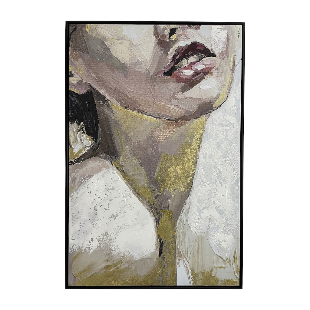 Sagebrook Home 32x48 Framed Gold Leaf Portrait - MDF & PS Framework