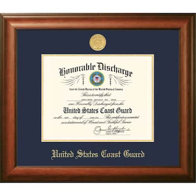 Patriot Frames Coast Guard 8.5x11 Discharge Walnut Frame Gold Medallion