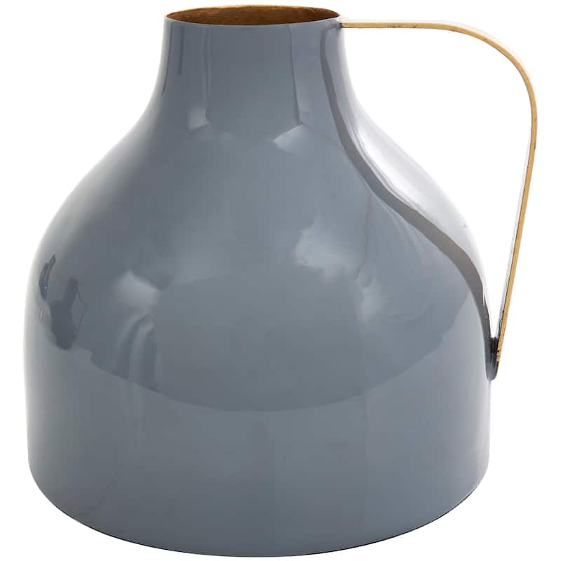 CosmoLiving by Cosmopolitan Metal Enameled Abstract Vase with Varying Shapes and Geometric Gold Handles (Set of 3)
